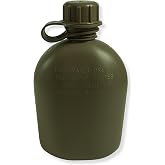 M MCGUIRE GEAR GI Durable 1 Qt. Rugged Plastic Canteen Water Bottle with Leak Resistant Cap, made of 100% durable polyethylene plastic, for Outdoor, Hiking, Camping Use, Olive Drab - Made in USA