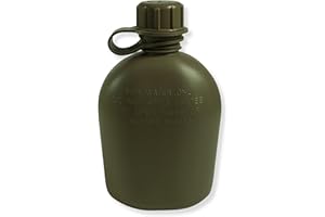 M MCGUIRE GEAR GI Durable 1 Qt. Rugged Plastic Canteen Water Bottle with Leak Resistant Cap, made of 100% durable polyethylene plastic, for Outdoor, Hiking, Camping Use, Olive Drab - Made in USA