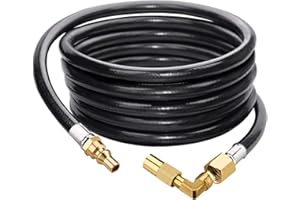 Eazy2hD 7FT RV Quick Connect Propane Hose with Propane Elbow Adapter Fitting RV Quick-Connect Kit, Low Pressure Propane Extension Hose for Blackstone 17"/22" Griddle