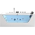 Empava 59 x 29" Whirlpool Tub,750W Acrylic Jetted Bathtub with 11 Jets,Hydromassage with Chromatherapy,3-Side Apron,58 Gallons,ETL Certified