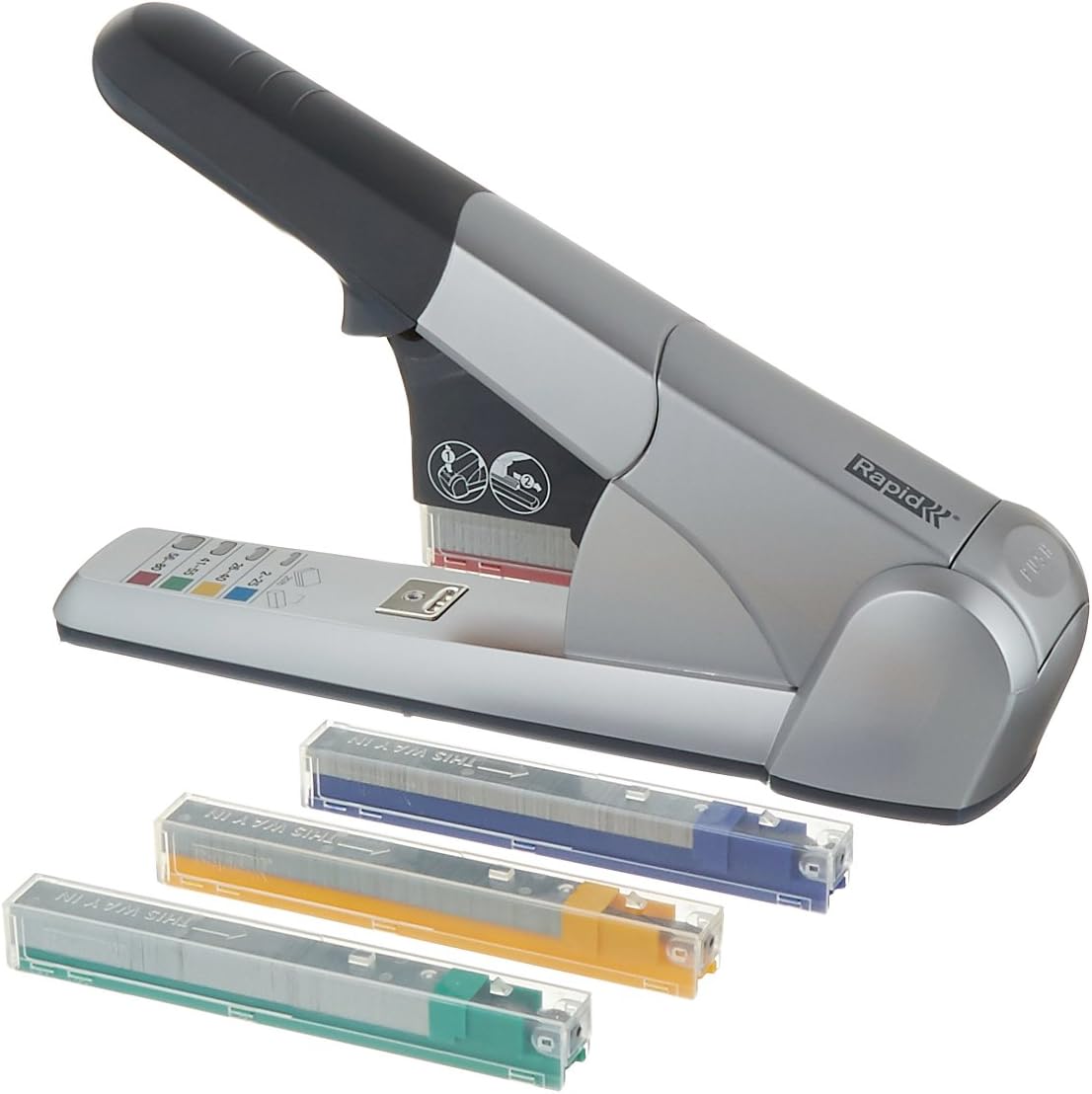 Rapid 02892 Heavy Duty Cartridge Stapler, 80 Sheet Capacity, Silver : Desk Staplers : Office Products