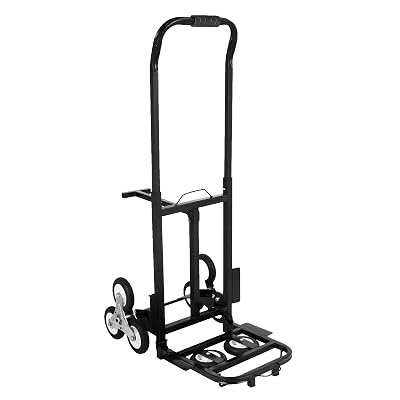 Happybuy Stair Climbing Cart 45 Inches Portable Hand Truck 2X Three-Wheel with Backup Wheels Hand Truck Stair Climber 330LB Capacity Folding Stair