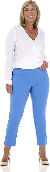 ladies grey ankle grazer trousers