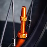 Muc-Off Tubeless Valves V2 7075 Aluminium Presta 60mm Orange with Core Tool view 3