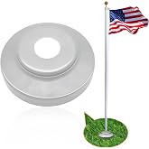 NQ Flag Pole Flash Collar Base for 2" Diameter Flag Pole Inground, Aluminum Flag Pole Base for Outside House, Flag Pole Accessories, Flagpole Hardware Parts (Silver)
