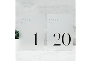 JINMURY Frosted Wedding Table Numbers 1-20 with Stands, 5"x7" Frosted Acrylic Table Numbers, Perfect for Wedding Reception, P