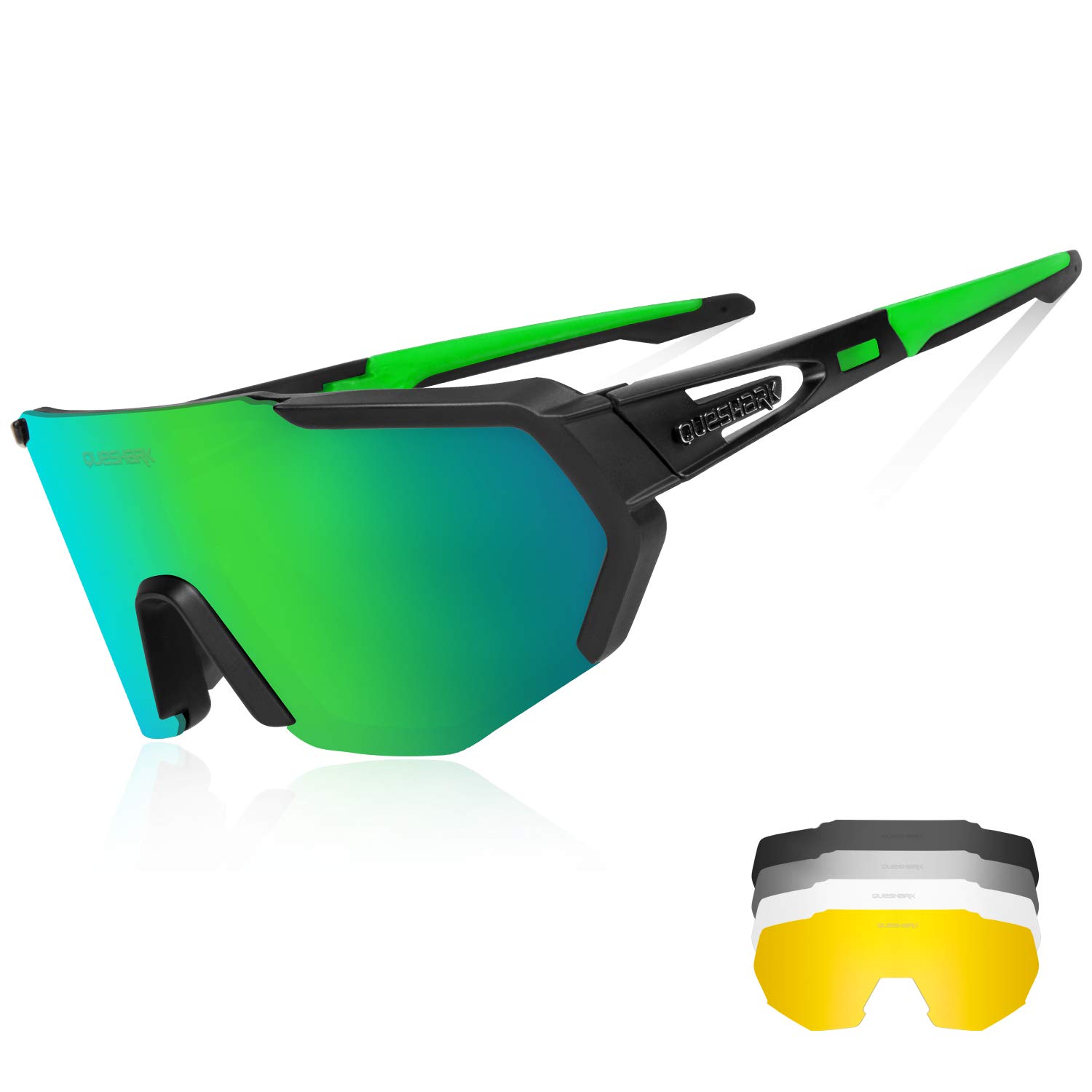 Queshark Cycling Glasses Polarized Sports Sunglasses for Men Women with 5 Interchangeable Lens, Anti-UV400 for Driving Fishing Glof Baseball Running Hiking — image 1