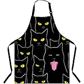 Xuwenz Black Cat Waterproof Apron Kitchen Chef Aprons Bibs for Grooming Cooking Baking Painting Gardening