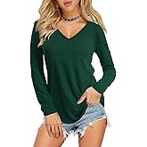 Amoretu Womens T Shirts V Neck Short Sleeve Tshirt Basic Tee Curved Hem Tops