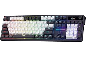 REDRAGON K762 Mechanical Keyboard, RGB, 2.4Ghz/BT/Wired, Mint Mambo Switches, White&Black, w/Panel