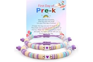 YUZHEJIE First Day of Kindergarten Pre-K Bracelet Mother Daughter Matching Bracelets Back to School Clay Beads Bracelets Jewelry Gifts