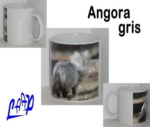 Mug Chat Angora Gris Amazonfr Cuisine Maison