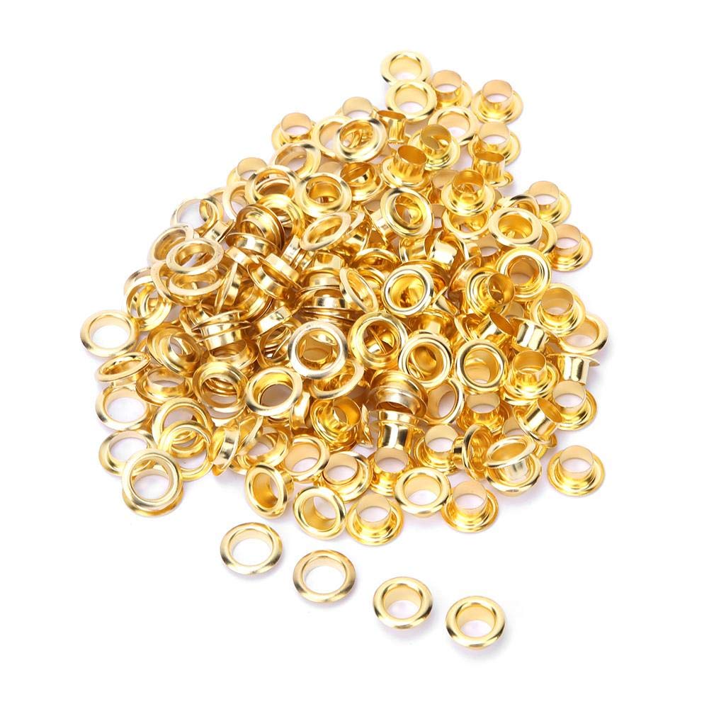 100Pcs Brass Grommet Eyelets, 6mm Metal Reinforcement Rings for Leather Canvas Clothing Heavy Duty Hardware Kit for DIY Crafts