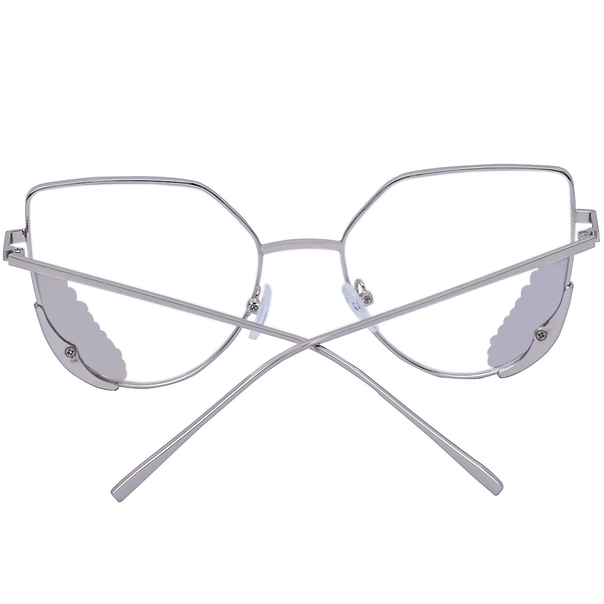 WISH CLUB Women Cat Eye Sunglasses Fashion Designer Transparent UV 400 Stylish Modern Party Glasses (Silver2)