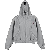 Aelfric Eden Deconstructive Boxy Zip Up Hoodie Cotton Cropped Pullover Hoodies Solid Unisex Casual Short Sweatshirt