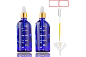 2 x 100ml Dropper Bottle Clear Glass Dropper Bottle with Dropper Pipettes, Refillable Sample Dropper Bottles with Funnel and 