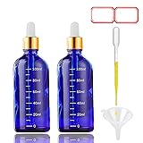 FontFable Blue Glass Dropper Bottle 3.4 oz, 2x100ml