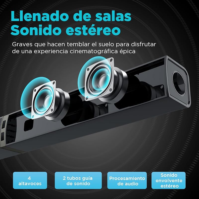 Barra de som de TV 2.0, barra de som separável 2 em 1 de 32 polegadas para dispositivos TV com 3 modos de equalização e 3 sons surround, ARC/Óptico/AUX, 1pcs — foto 4 de 8