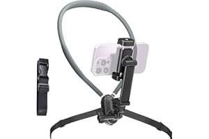 WOWCATI Neck Phone Holder for Go Pro/Video Recording, Wearable Hands Free POV/Vlog Selfie Mount with Chest Strap, 360°Adjustable Around Cell Phone Stand Compatible with iPhone16 15 14 13 12 Galaxy Android