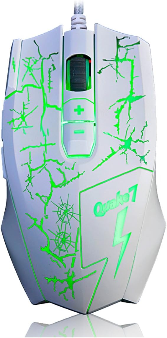 Ajazz Q7 Backlit USB Wired Mouse, Ergonomic Gaming Mice for Office Games and Daily Use, White