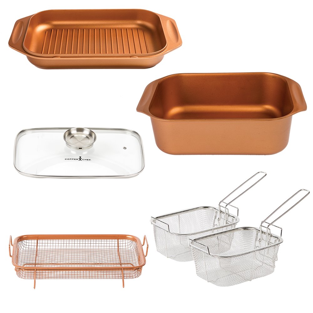 12 QT 14 In 1 MultiUse Copper Chef Wonder Cooker with roasting pan and