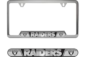 FANMATS NFL Embossed License Plate Frame, Stainless Steel Frame with Stamped Aluminum Team Logo Inserts, 6.25in x 12.25in