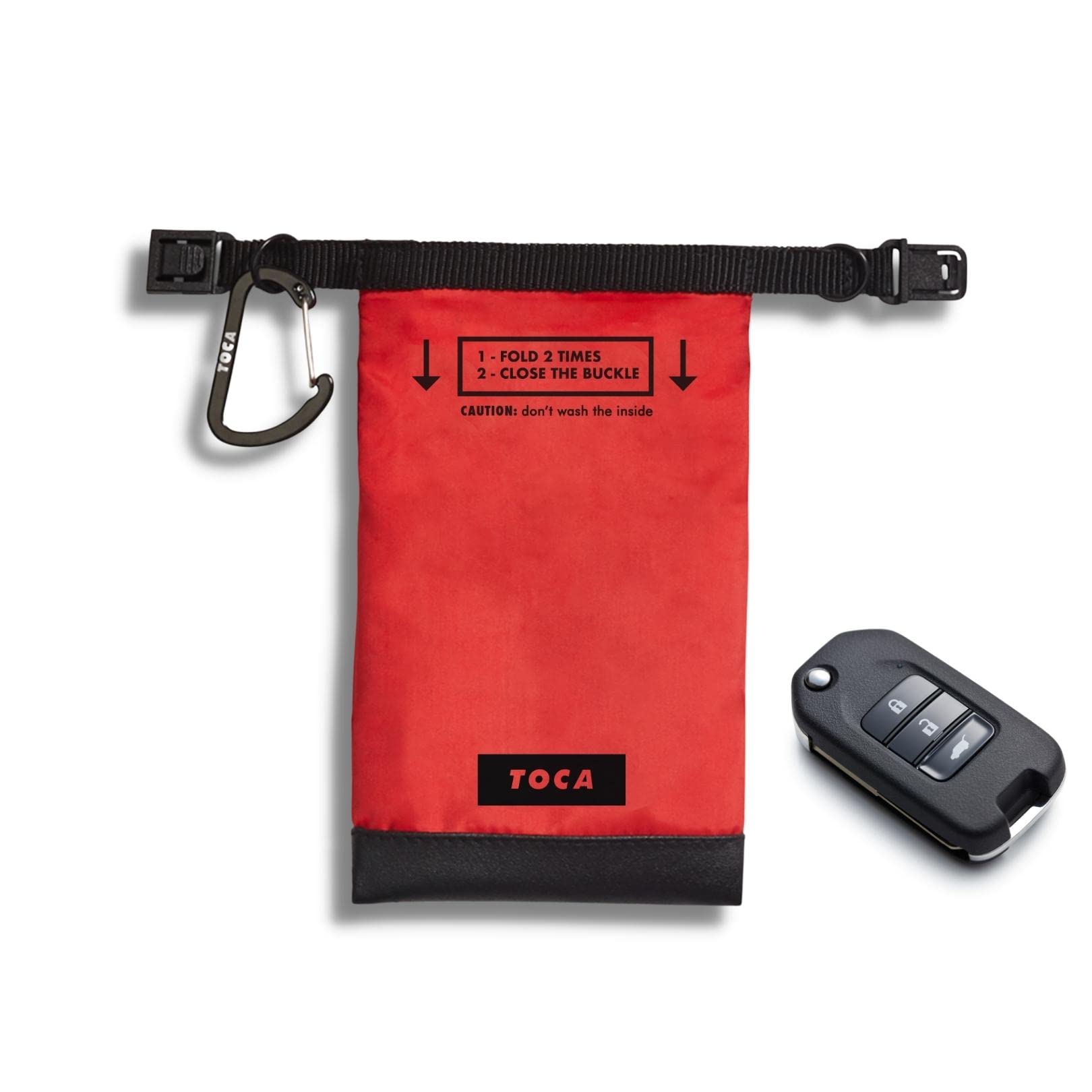 TOCA No Signal Sleeve - RFID Blocking Faraday Bag, Keyless Go & Smartphone/Laptop Protection, Data Privacy Shield, Water-resistant, Compact Red