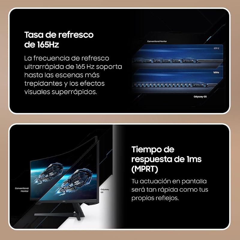Monitor de jogos samsung lc34g55twwpxen 34" odyssey g5 (3440 x 1440, curvo, taxa de atualização de 165 hz, tempo de resposta de 1 ms, ultra wqhd, amd freesync premium, hdr, preto)