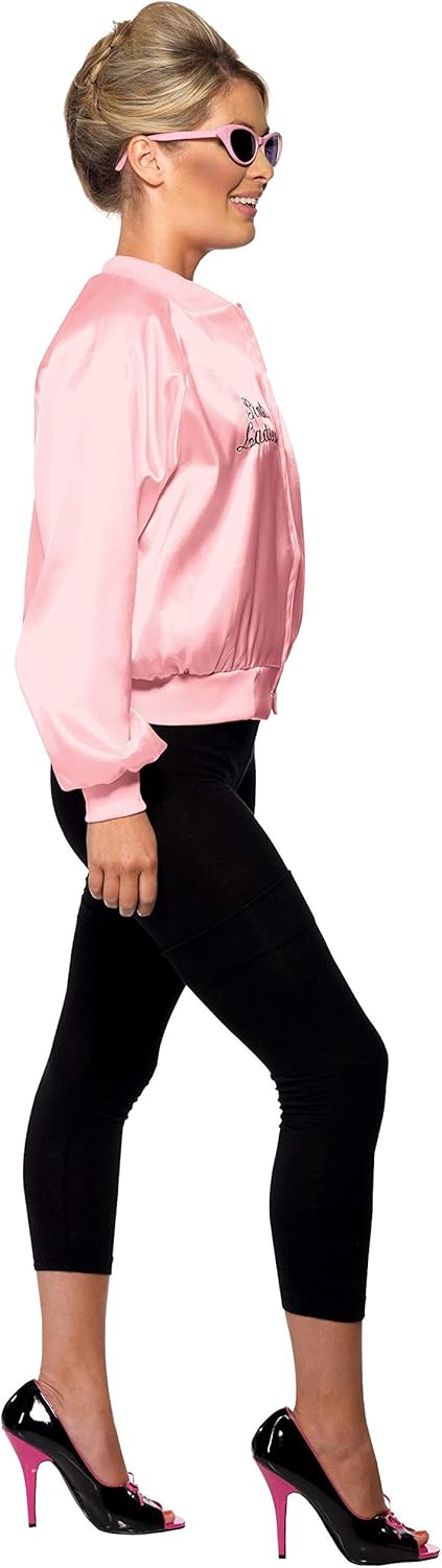 Smiffys Grease Pink Ladies Jacket for Women Pink Jacket with Embroidered Logo, Officially Licensed - Image 3