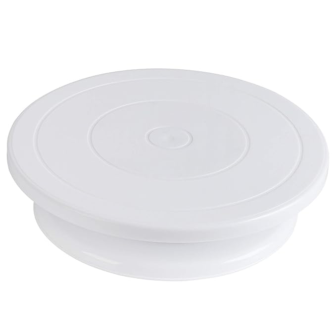 Puroma Plastic Rotating Cake Turntable White Cake Stand Spinner for
