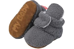 oelaio Newborn Baby Fleece Booties Non-Slip Sole for Toddler Boys Girls Infant Winter Warm Fleece Cozy Socks Shoes