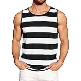 Runcati Mens Workout Tank Tops Sleeveless Striped Muscle Gym T Shirts Casual Summer Beach Tee Tops