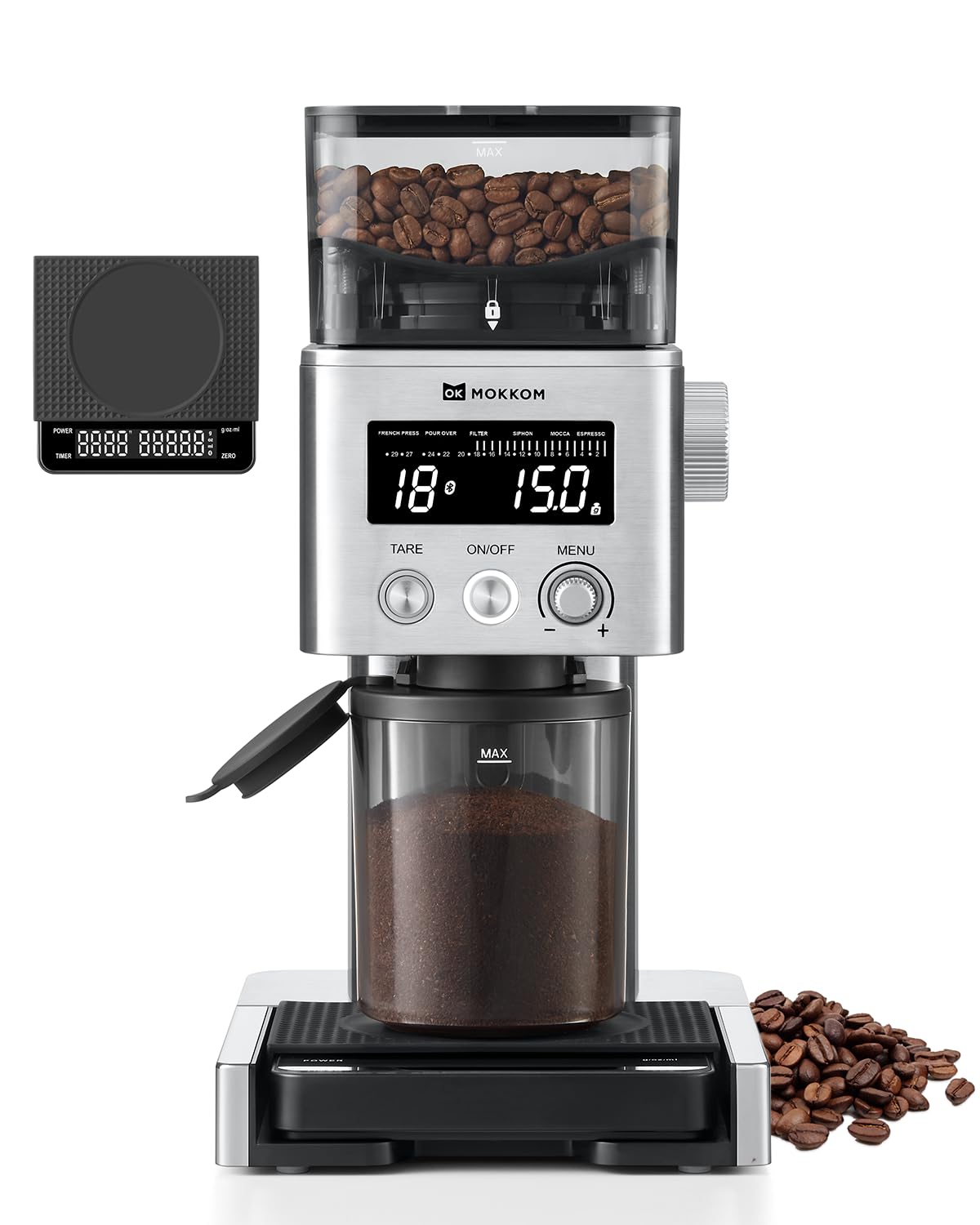Photo 1 of MOKKOM Coffee Grinder with Removable Coffee Scale, Anti-static Conical Burr Coffee Bean Grinder, 31 Precise Settings for French Press/Cold Brew/Pour Over/Drip/Espresso