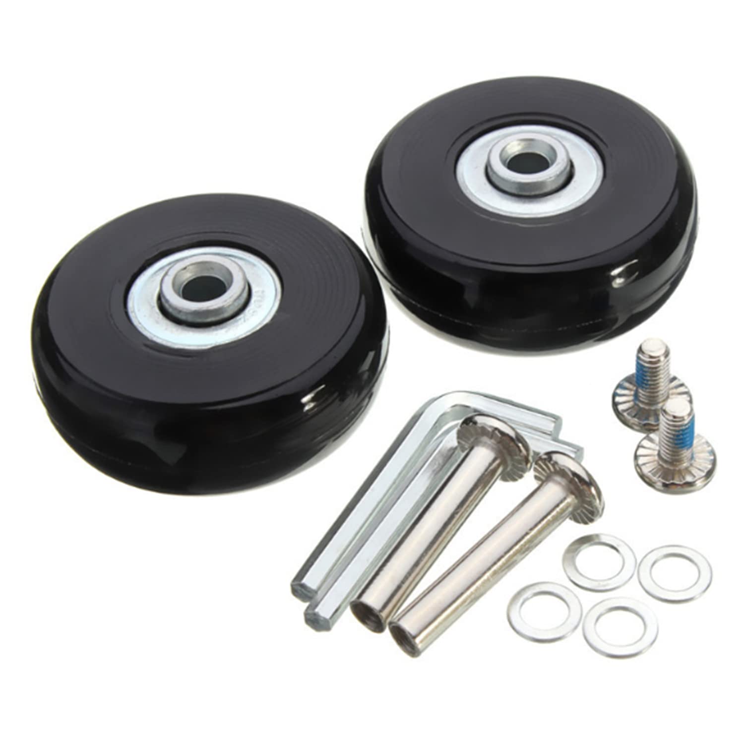 KOMUNJ Pack of 2 Luggage Wheels, Luggage Suitcase Replacement Wheels with Axles for Suitcases, black, 50*18