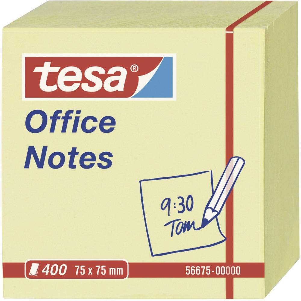 tesa Notes Sticky Notes, 400 Sheets, Yellow, 7.5 cm x 7.5 cm