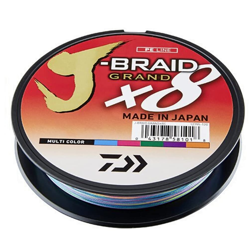 New Daiwa J-Braid Grand X8 28lb / 0.18mm dia / Multi Colour / 300m - JBG0.18-300MC