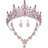 kanivele Bridal Wedding Crown and Jewelry Sets for Women Tiara and Necklace Earrings Tiaras Crowns With Jewelry Sets Princess Crown Set Party Birthday Accessories