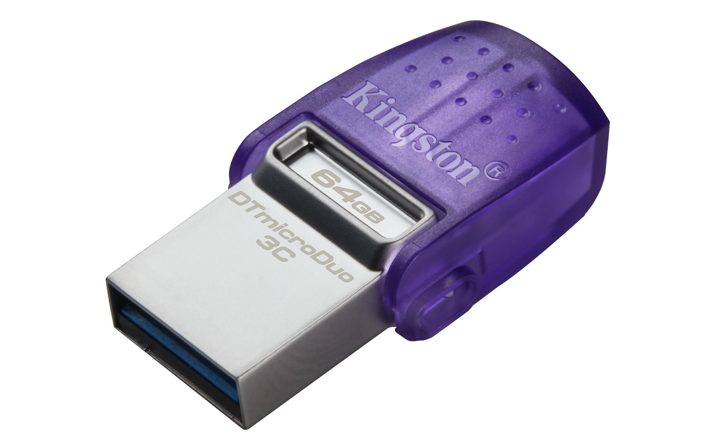 Kingston DataTraveler microDuo 3C 64GB USB-C & USB-A Flash Drive | Speeds up to 200 MB/s | USB 3.2 Gen 1 | Duo Connector | DTDUO3CG3/64GB,Purple/Silver