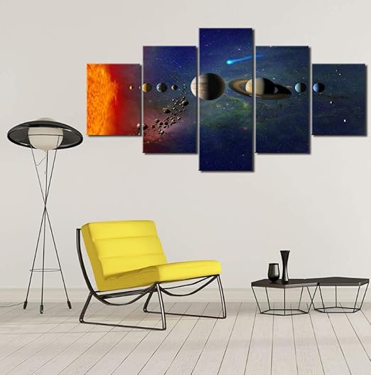 Xzzzn Impresiones Sobre Lienzo 5 Paneles Espacio Satelite Sistema