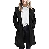 Fazortev Women's Winter Pea Coat Big Lapel Open Front Long Jackets Belted With Pockets