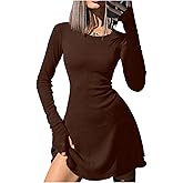 Milumia Women's Y2k Long Sleeve Mini Dress Lace Up Tie Back A Line Going Out Short Dresses