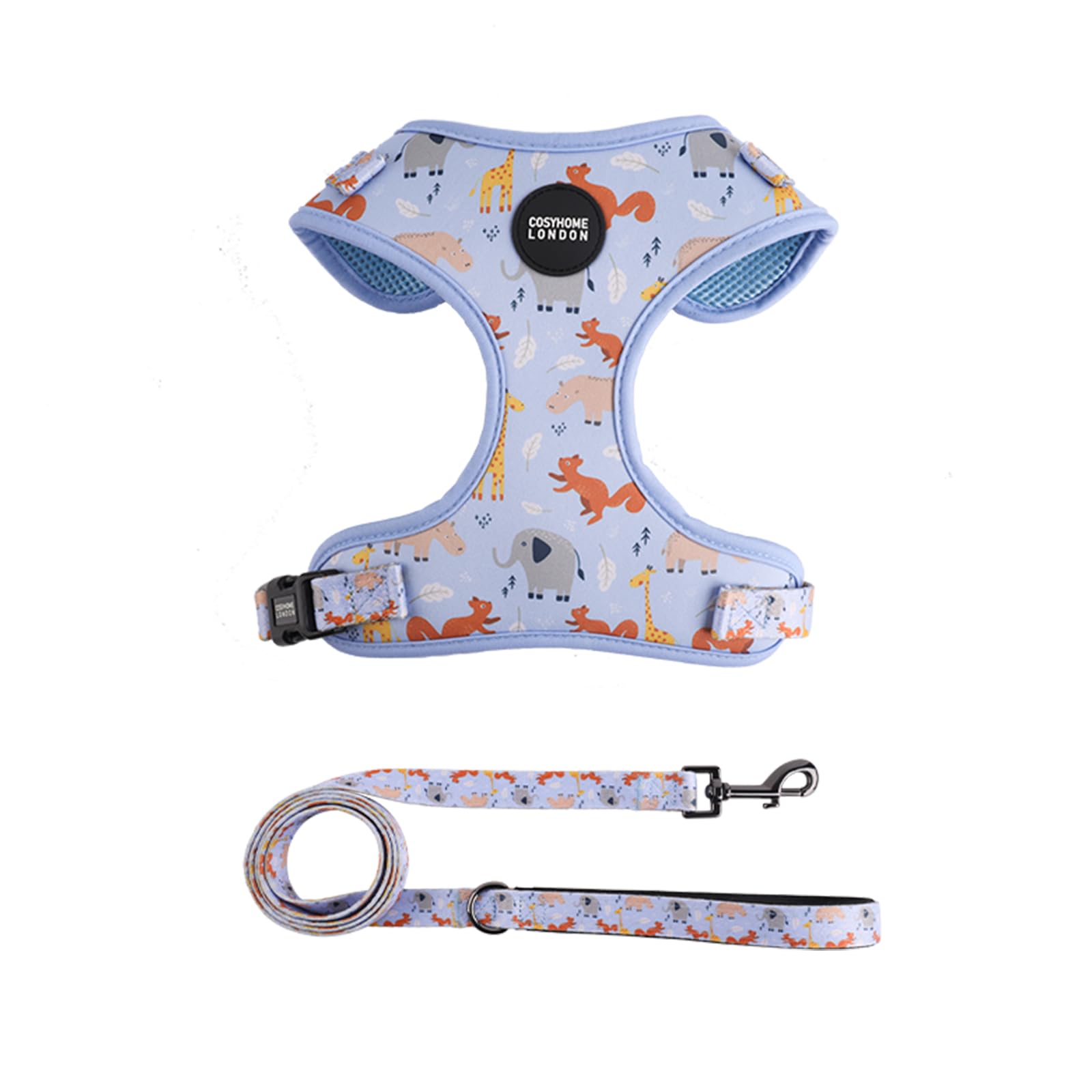 COSYHOME LONDON Dog Harness No Pull Pet Harness, Adjustable Dog Vest for Easy Walking, Breathable soft cotton Material for Small Medium Breed Dogs (S, Animal Print)