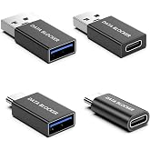 4 Kinds of USB Data Blocker Adapter, USB C Data Blocker for iPhone 15 16 17 and for Android Phone or for ipad, A to A &amp; A to C &amp; C to C &amp; C to A Only for Charge, Protect Against Juice Jacking (Black)