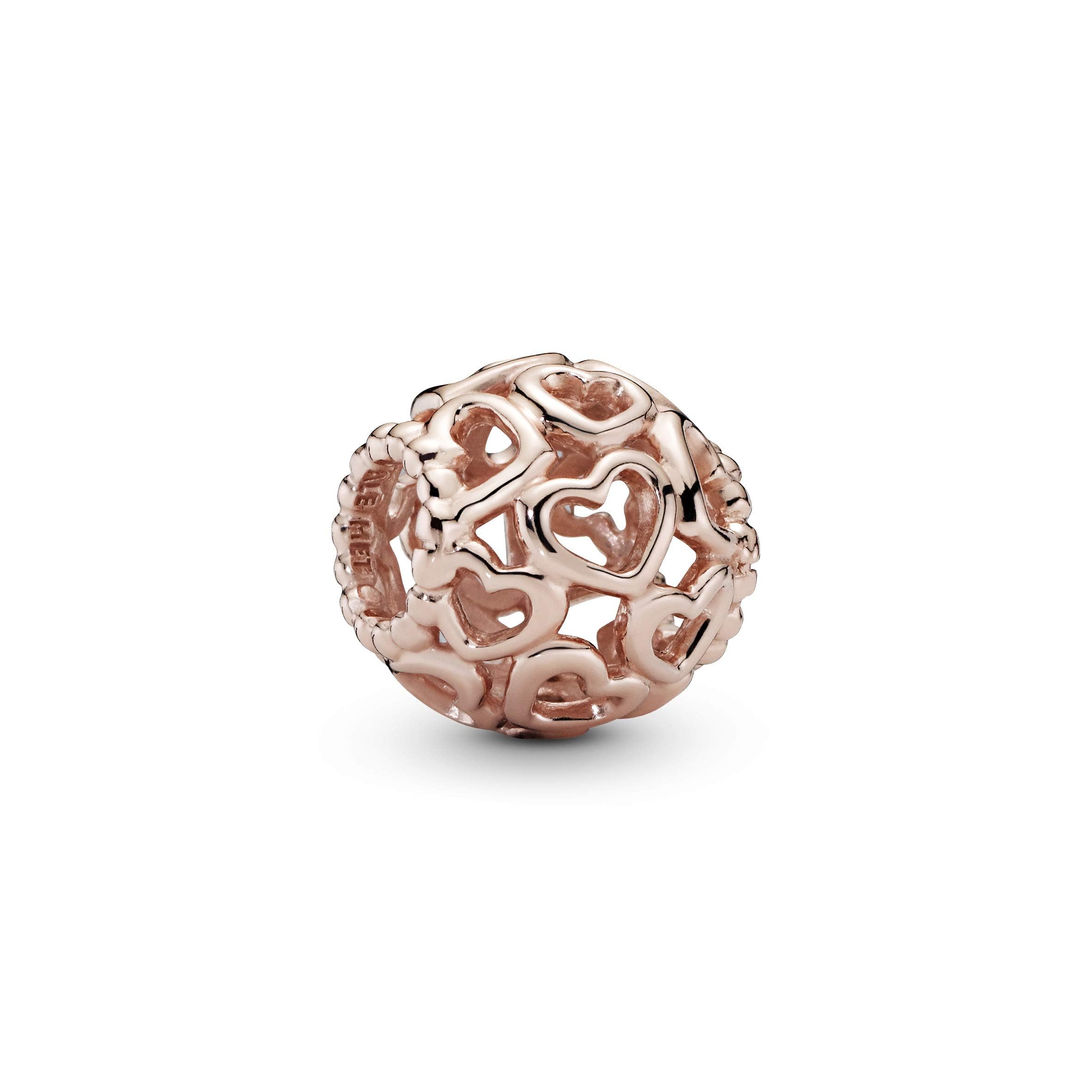 PANDORA Hearts All Over Charm - Compatible with PANDORA Moments - 14k Rose Gold-Plated - Gift for Her - Jewelry for Women with Gift Box