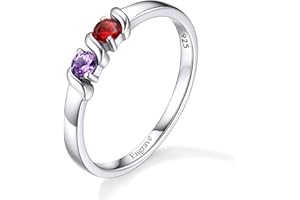 Custom4U Personalized Mom Rings with 1-5 Birthstones Names Engraved Sterling Silver Size 5-11 Mother’s Daughter Grandma Ring 