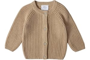 Stellou & friends 100% Cotton Chunky Ribbed Knitted Cardigan for Boys & Girls Ages 0-6 Years