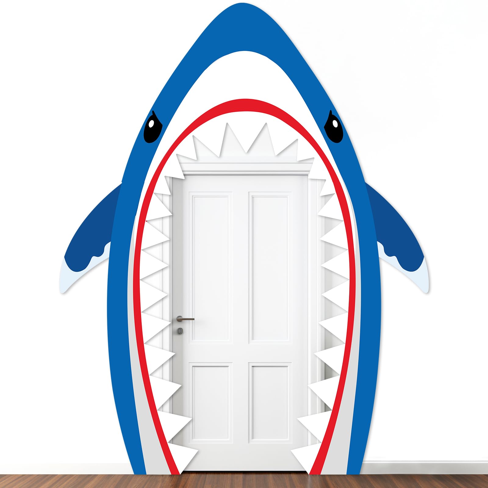 Photo 1 of 3PCS Shark Birthday Party Decorations Shark Porch Banner Sea Animal Themed Photo Backdrop Hanging Supplies for Kids Summer Ocean Birthday Party Photos Booth Prop Home Indoor Outdoor Wall Decor