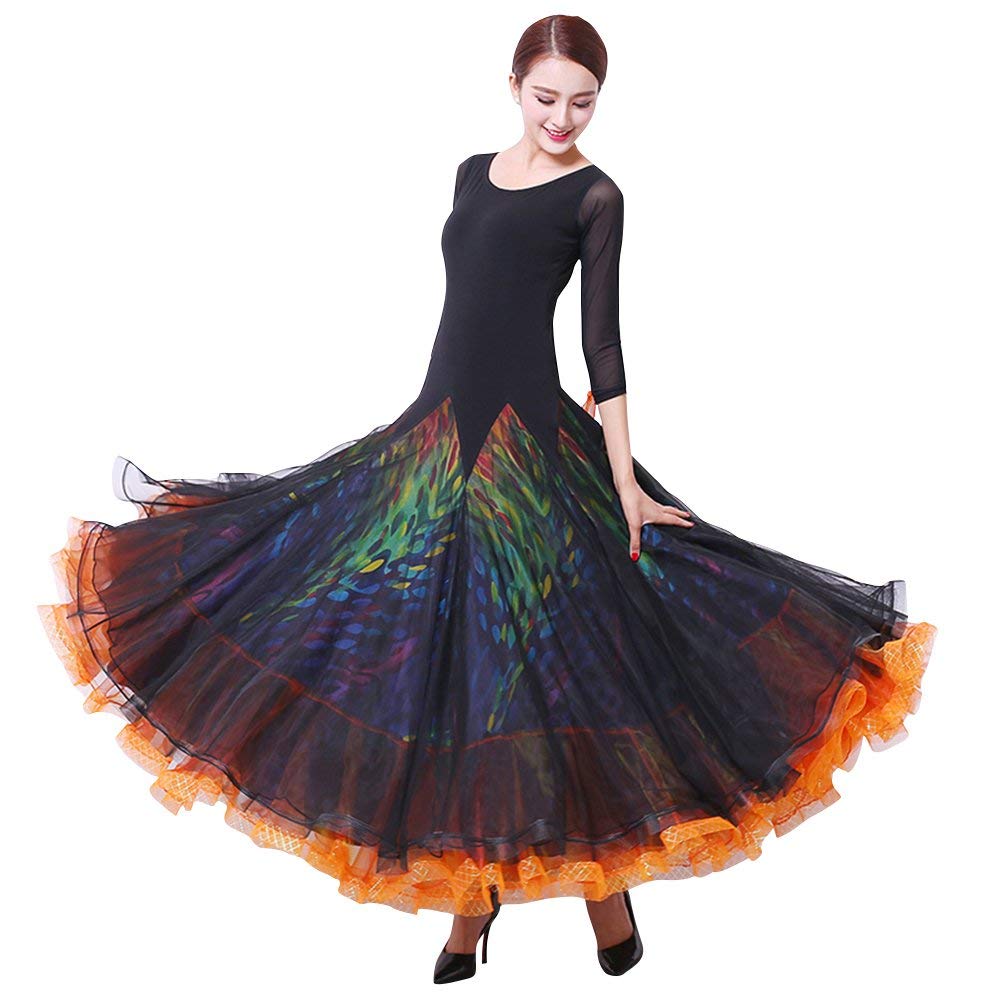 送料無料 Garuda 社交ダンス衣装 レディースダンス高級ドレス サイズオーダー対応 競技着 ボリュームロングワンピース B07nv1jq3q ブラック Xl 50 Off Child Ar Gov Mn