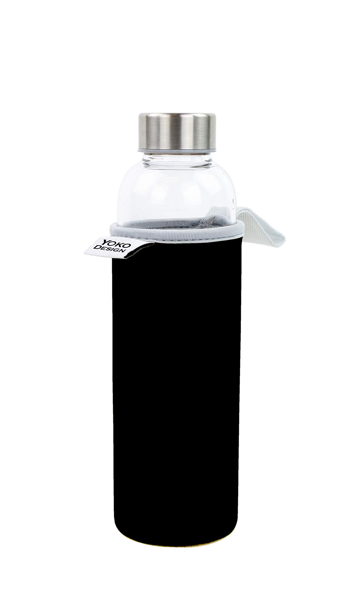 YOKO DESIGN - Glass Bottle 500 ML with Black Neoprene Pouch & Gift Box
