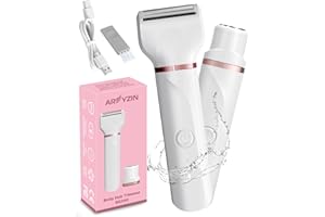 AREYZIN Electric Razor for Women,Waterproof Electric Shaver for Women, Bikini Trimmer for Women with Dual-head Design，Ladies Intimate Shaver and Body Hair Trimmer，Pearl White